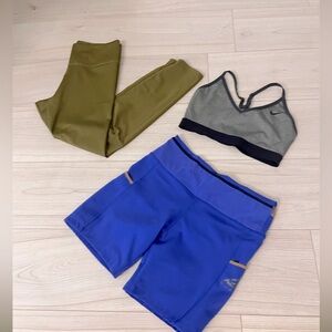 Nike bundle bra, trail shorts and one luxe leggings